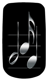 DAROYAL 382 SL BK Silver Music Notes Black Background
